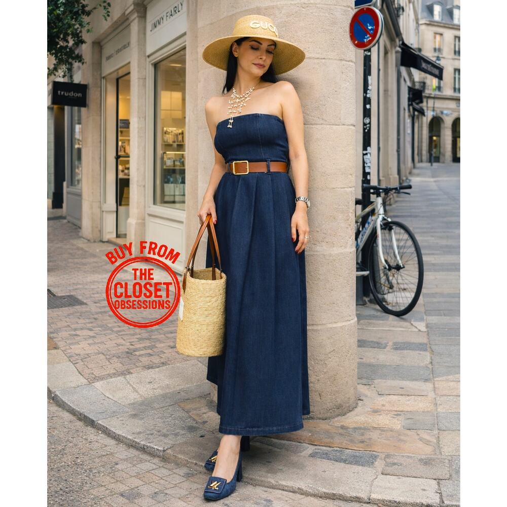 ZARA Blogger Fave Belted Strapless Dress NWT ✨ Elegant A-Line Size M - Picture 6 of 16